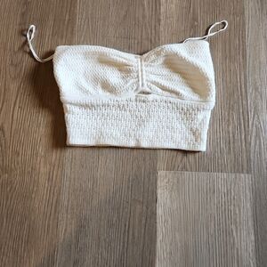 White Textured Crop Top